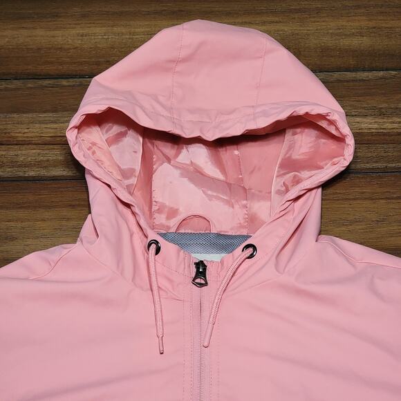 Weatherproof Ladies Full Zip Pink Long Wind Breaker w/ Hood - Size Large - Picture 2 of 7